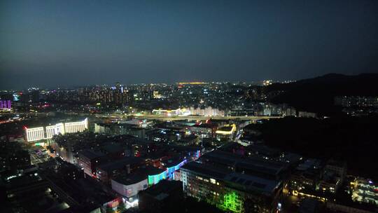 城市夜景灯光高空航拍