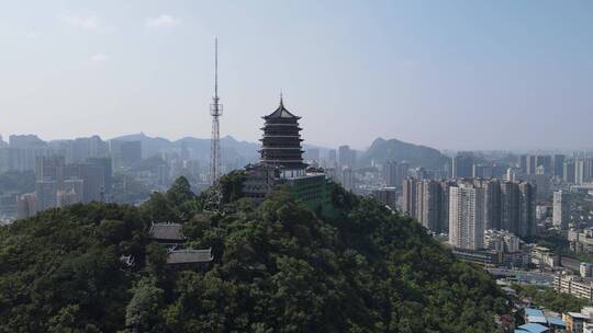 航拍贵阳东山寺东山电视塔视频素材模板下载