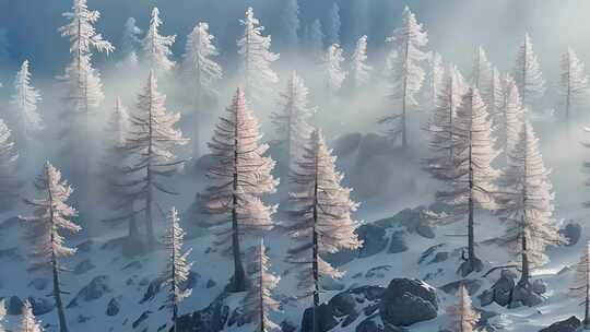 雪景雪花冬天唯美雪景