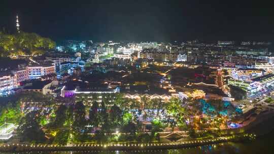 福建泰宁古城夜景延时航拍泰宁夜景