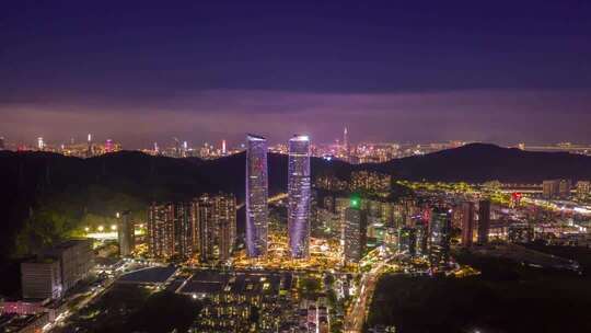深圳城市夜景航拍素材