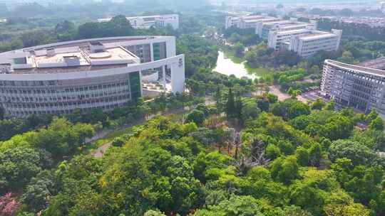 华南师范大学广州校区航拍大学城校园风景风