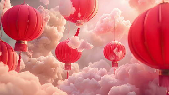 喜庆国风灯笼和祥云素材