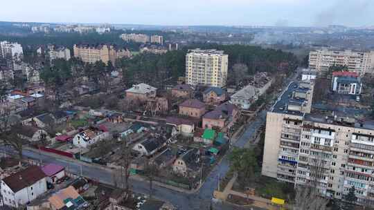 轰炸后的乌克兰城市。被轰炸的城市。基辅战视频素材模板下载