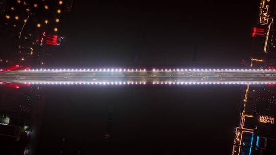 杨浦大桥夜景航拍风光