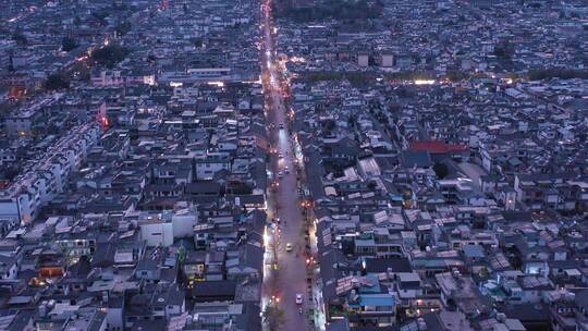 大理旅游大理古城夜景航拍