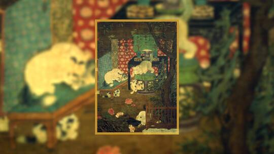 宋代国画《戏猫图》视频素材模板下载