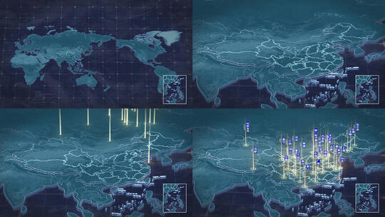 高端中国地图分布区位展示AE模板高清AE视频素材下载