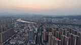 航拍广西百色日落晚霞夕阳高清在线视频素材下载