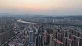 航拍广西百色日落晚霞夕阳高清在线视频素材下载
