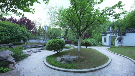 武汉硚口区园博园聊城园风景视频素材模板下载