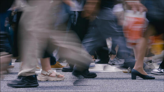 慢门人流脚步人群
