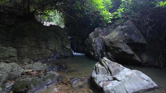 穿越机航拍深圳梧桐山麻水凤林间溪谷