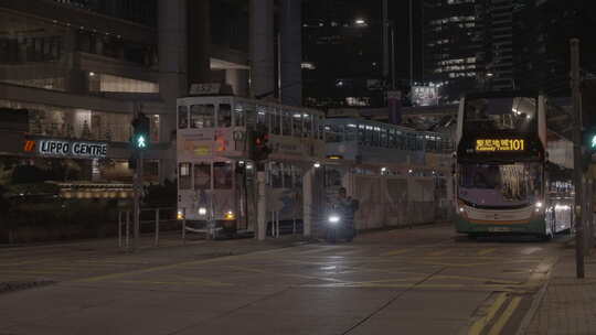 香港中环马路街景夜景