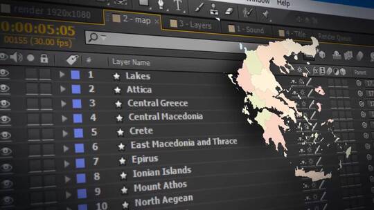 希腊共和国地图工具包AE模板