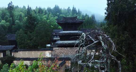 丽水景宁云中大漈时思寺航拍