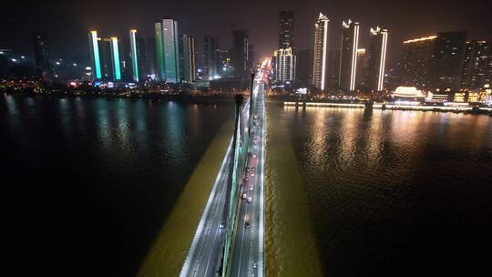 4k绚丽的湘江银盆岭大桥夜景