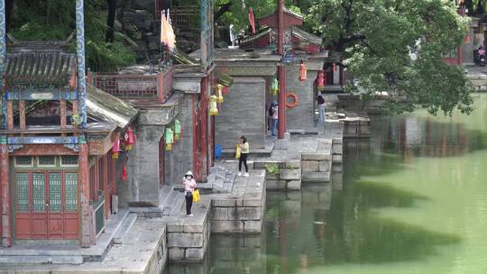 护城河河流运河河堤风景视频素材模板下载