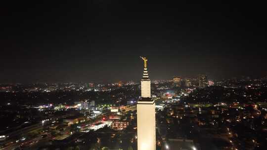 洛杉矶加州寺庙夜间无人机视频