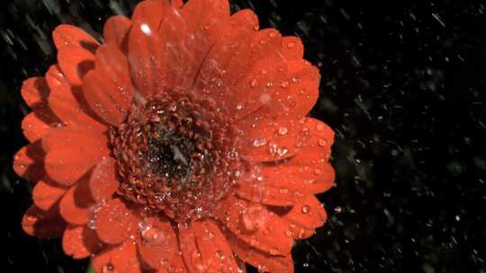 雨水落在花朵上慢镜头特写