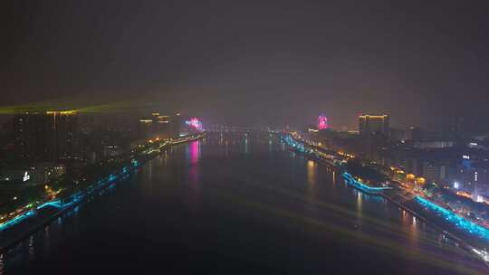 衡阳湘江两岸夜景航拍