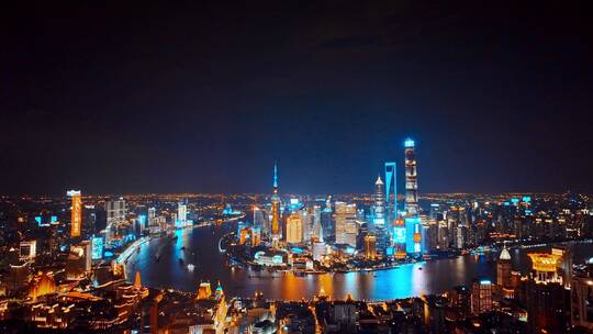 上海北外滩夜景航拍视频素材模板下载
