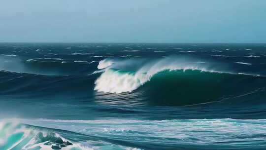 大海海浪浪花海洋巨浪翻滚
