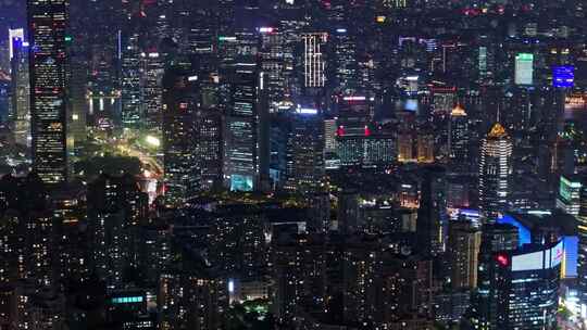 航拍上海外滩黄浦江陆家嘴城市夜景