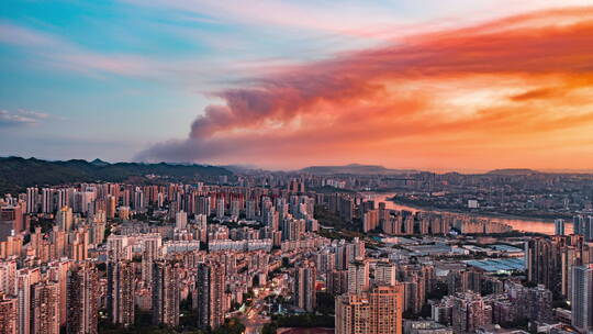 4K重庆巴南山火云烟笼罩重庆城市森林火灾视频素材模板下载