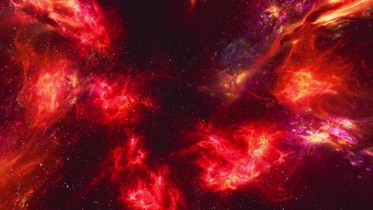 在3D空间中像火一样在红色星云中穿梭