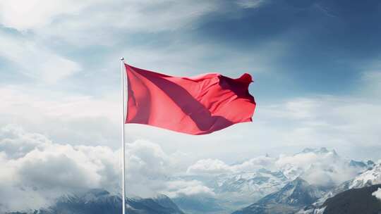 矗立在山峰之巅的红色旗帜开篇动画