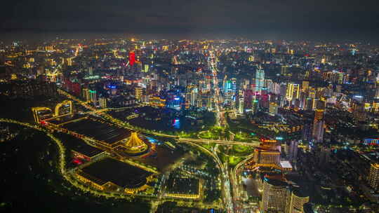 南宁城市夜景亮灯航拍延时视频