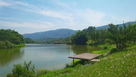 重庆大磨滩湿地公园湖畔自然风光