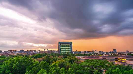 深圳华为总部日落暴雨延时视频素材模板下载