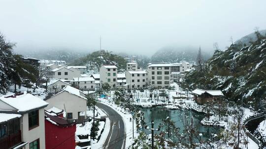 义乌义北大陈大畈村雪景风光4K航拍