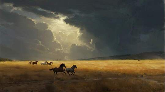 2026马年骏马奔腾励志史诗动画场景