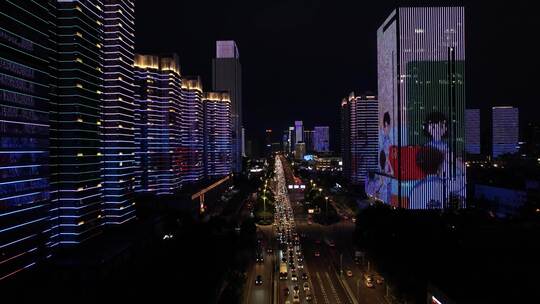 武汉徐东大街城市夜景夜晚车流