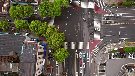 老城区十字路口航拍