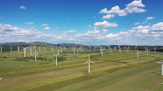航拍新能源风力发电场
