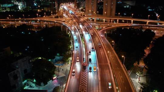 上海 城市航拍 交通 高架桥 延安高架路