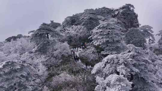 安徽黄山雪景视频素材模板下载