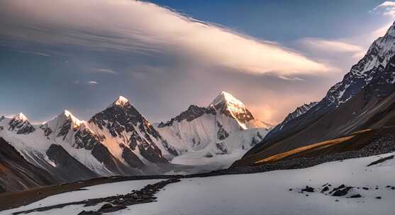 雪山云雾阳光山峰云海日出自然生态环境风景