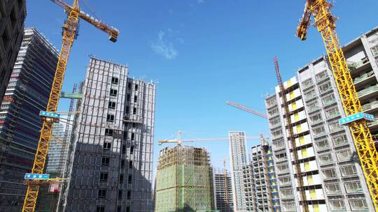 航拍杭州城区正在新建的大楼