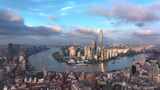 上海外滩陆家嘴蓝天白云航拍4K高清在线视频素材下载