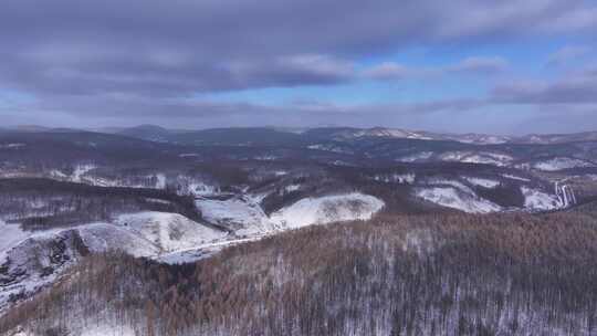 航拍内蒙古大兴安岭冬季自然风景