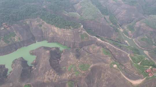 湖南郴州高倚岭风景区丹霞地貌航拍