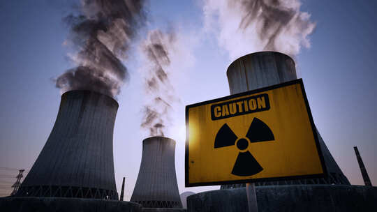 核电厂蒸气冷却塔，警示标志