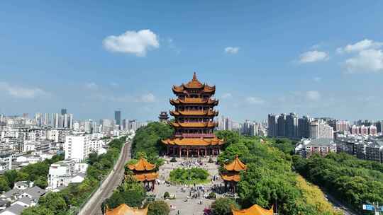 黄鹤楼航拍武汉地标城市景观建筑风光风景