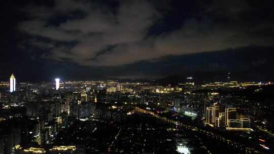 浙江温州城市夜景灯光航拍