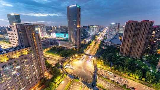 杭州庆春天桥夜景车流延时